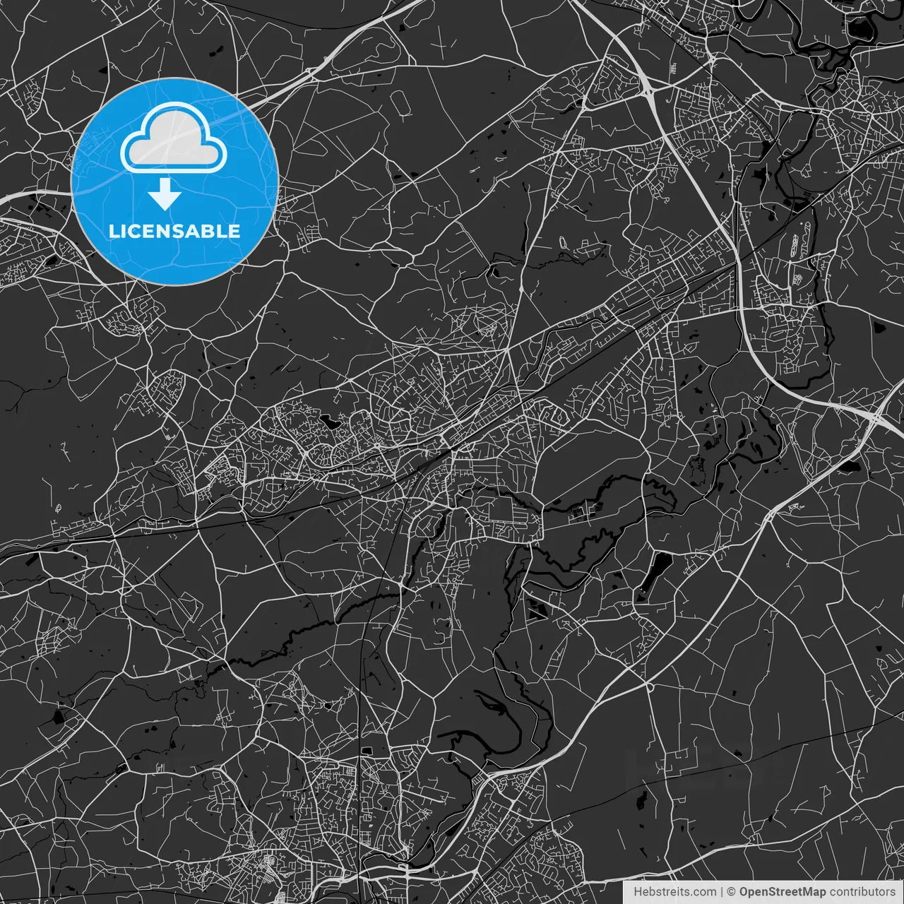 Woking, England, UK - Area Map - Dark
