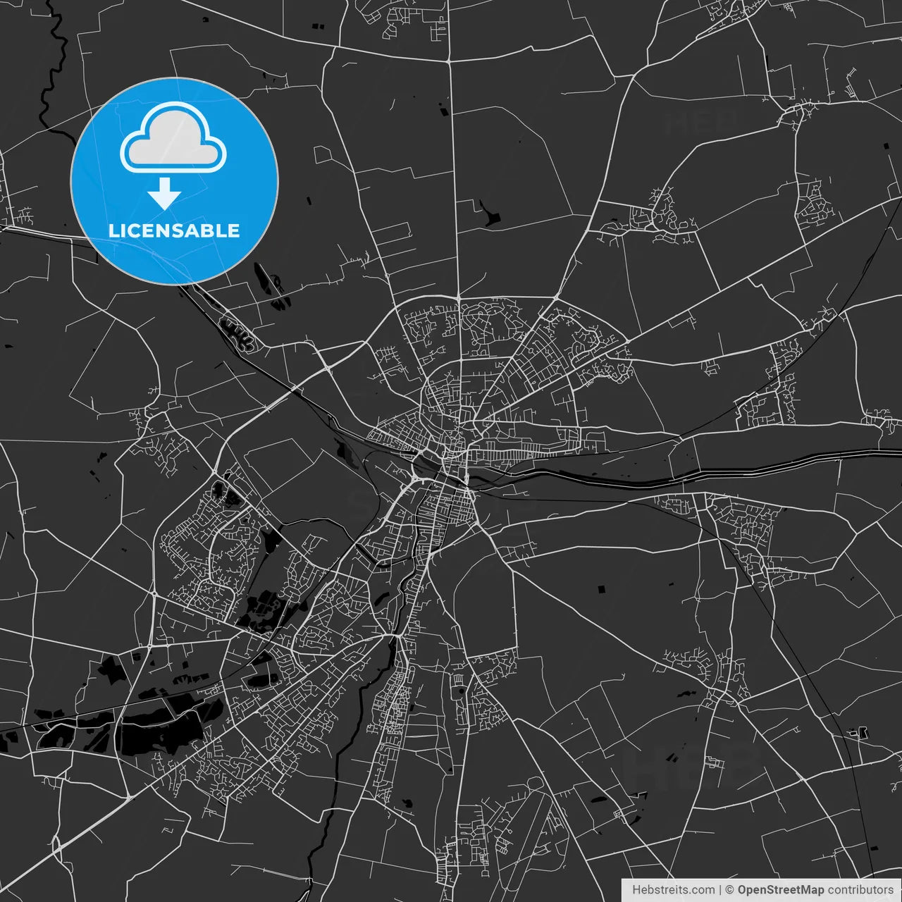 Lincoln, England, UK - Area Map - Dark