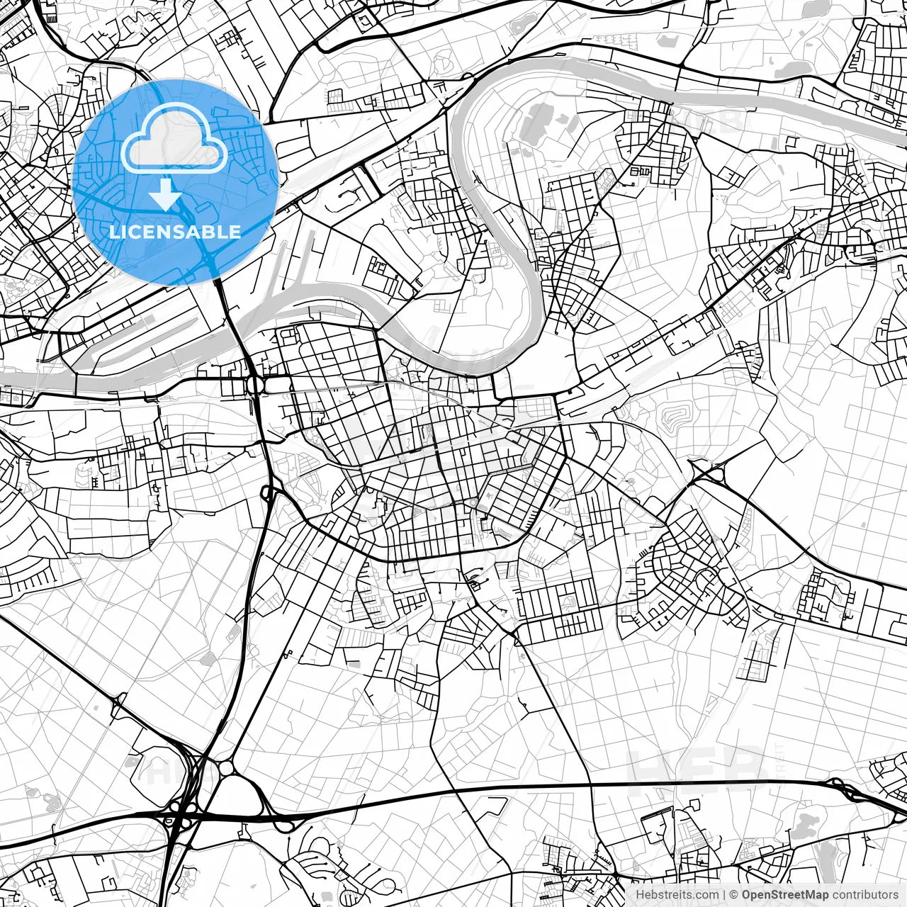 Offenbach am Main, Germany, Vector Map - Light