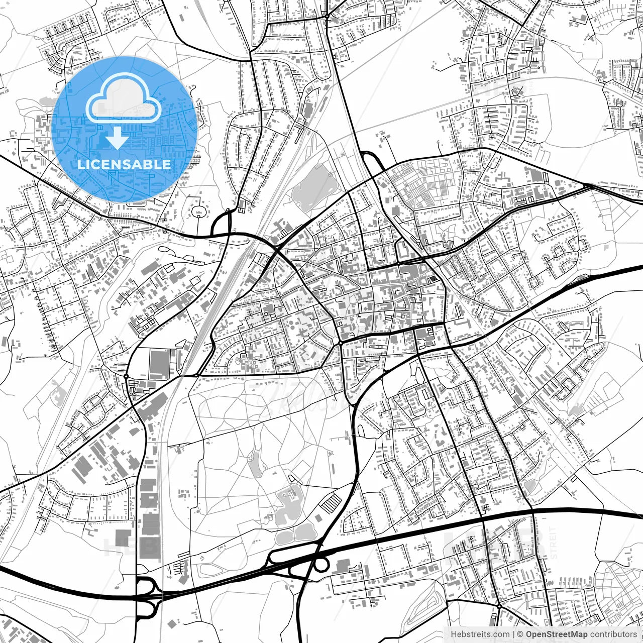Gladbeck, Germany, vector map with buildings