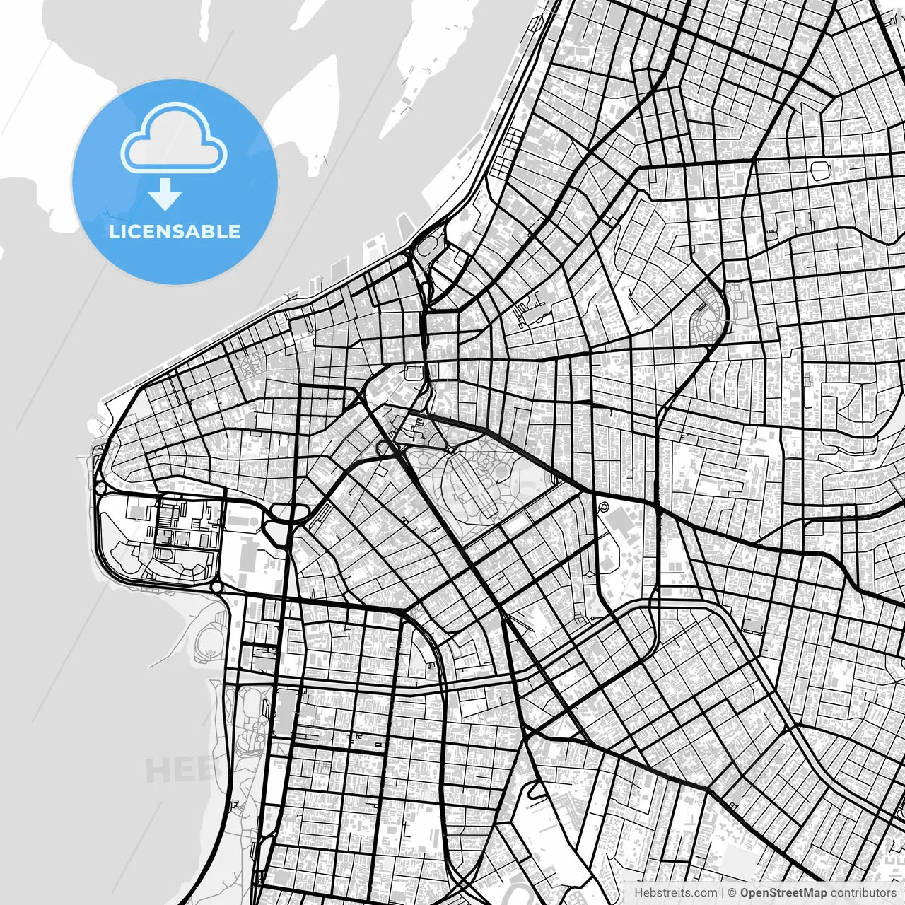 Downtown map of Porto Alegre, light