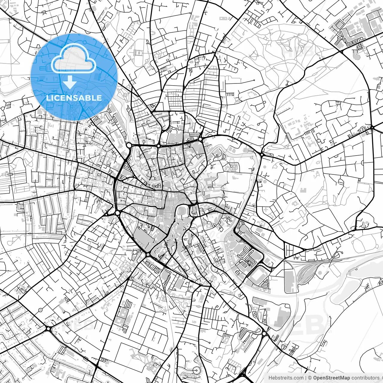 Downtown map of Norwich, light