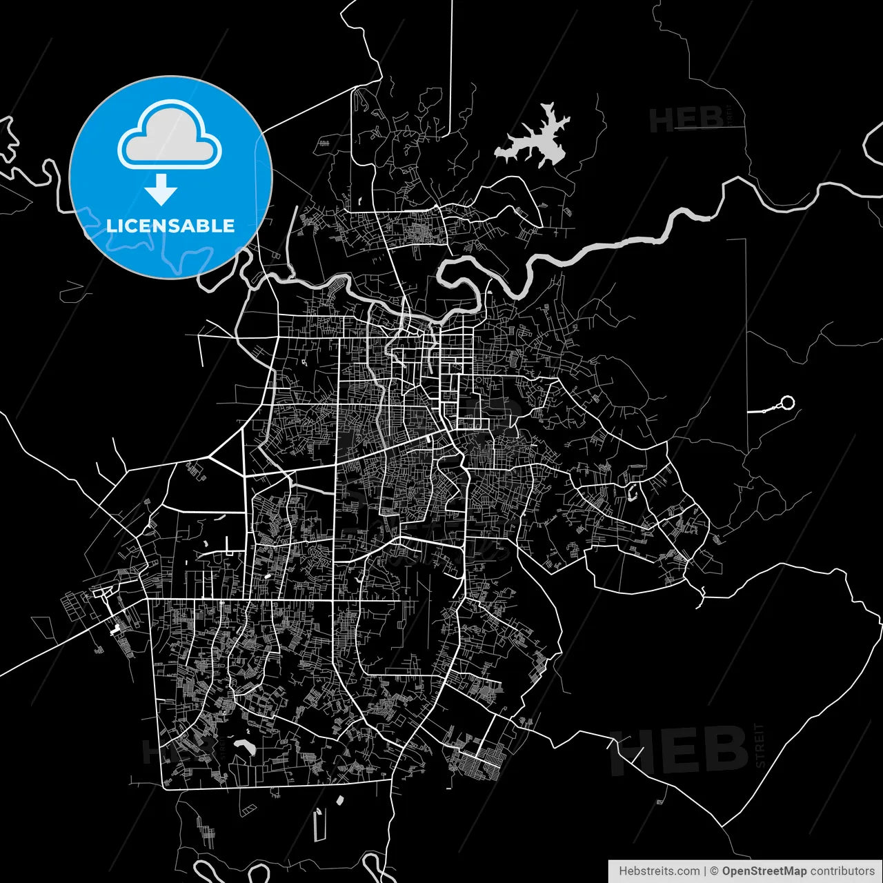 Pekanbaru, Riau, Area Map, Dark