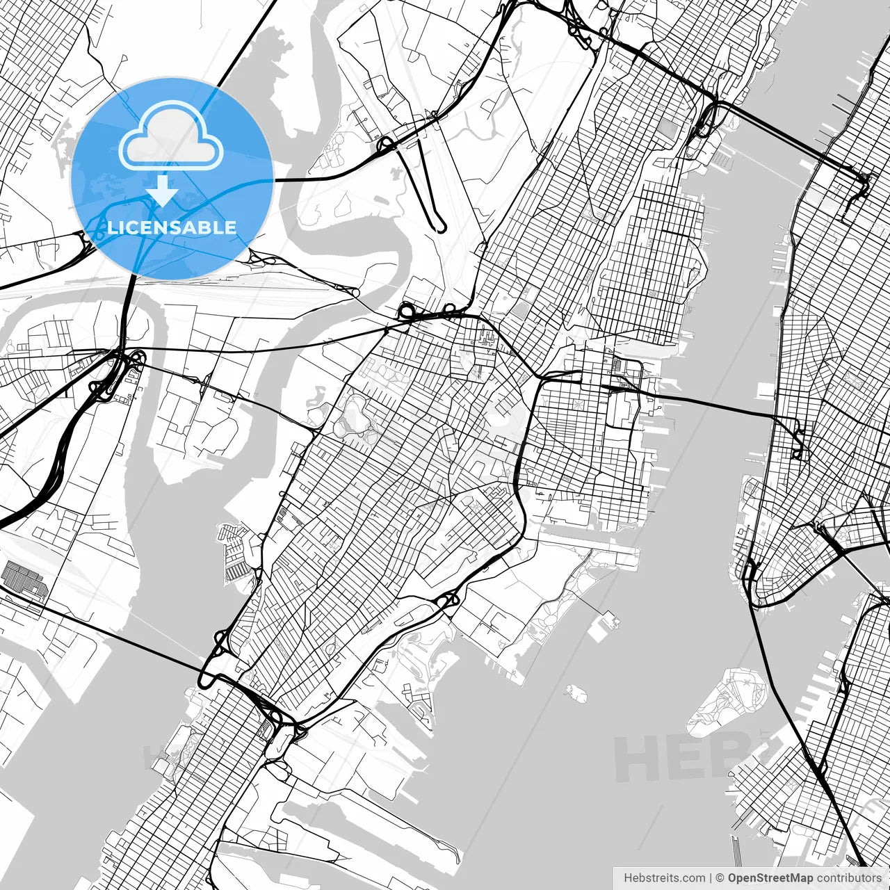 Map of Jersey City, New Jersey