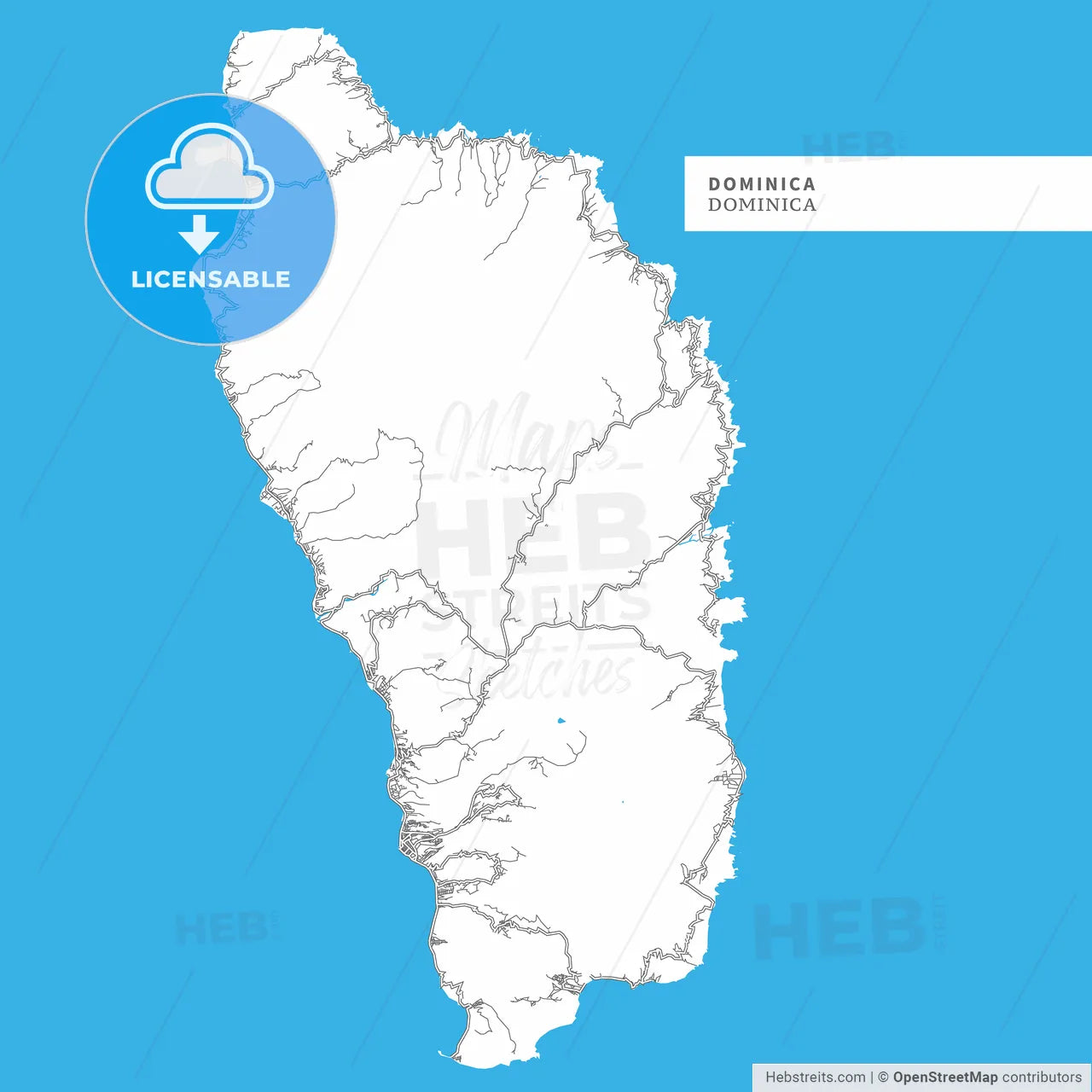 Map of Dominica Island