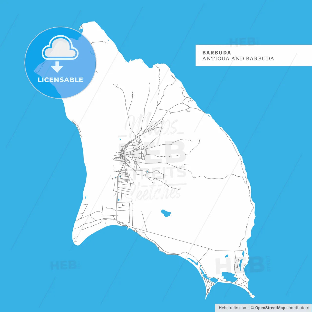Map of Barbuda Island