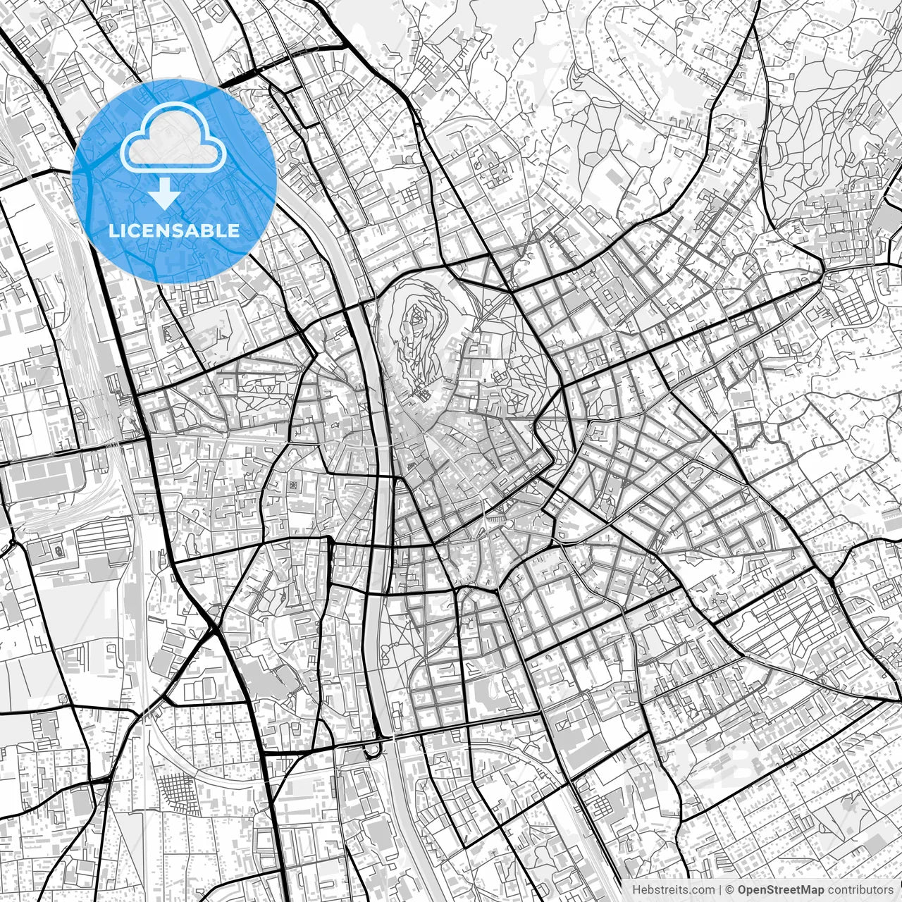 Downtown map of Graz, Austria