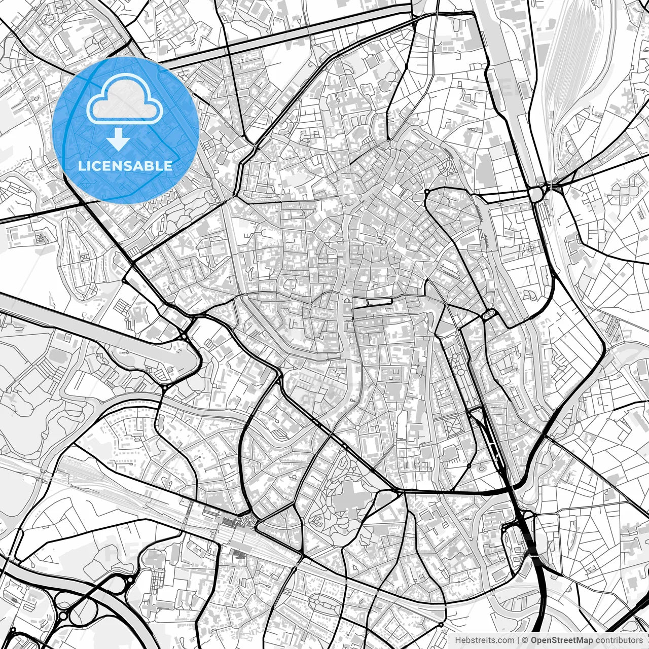 Downtown map of Ghent, Belgium