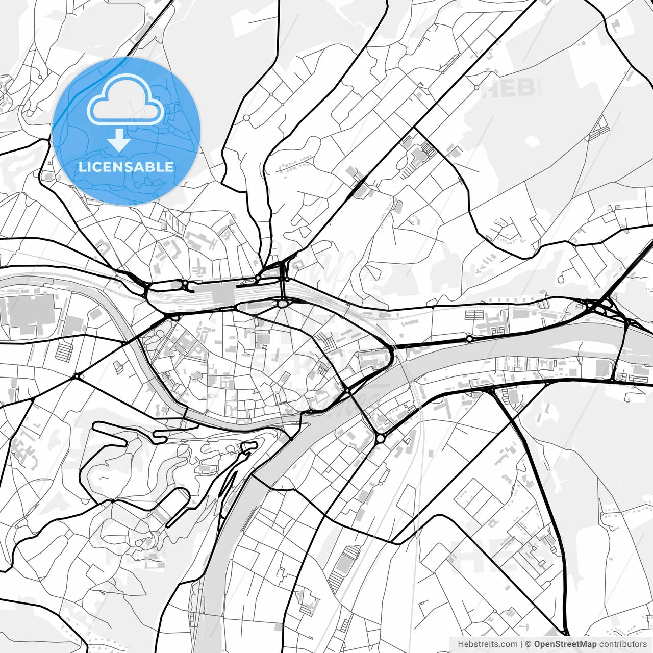 Downtown map of Namur, Belgium
