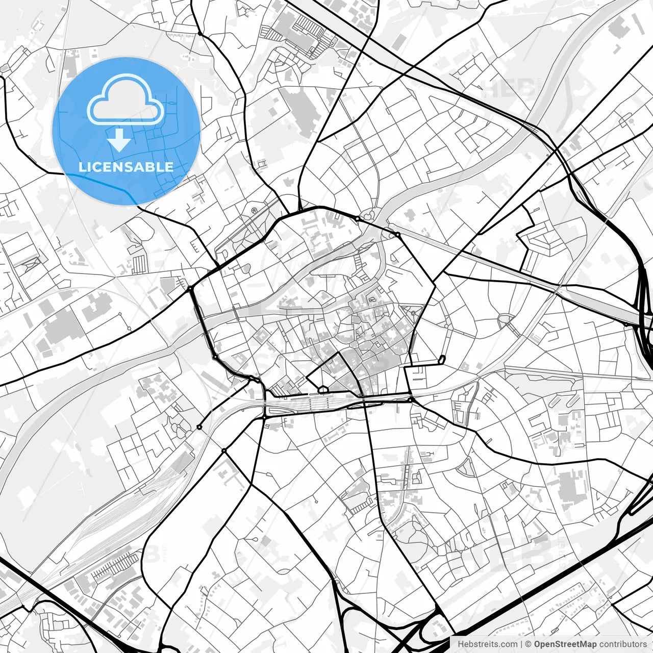 Downtown map of Kortrijk, Belgium