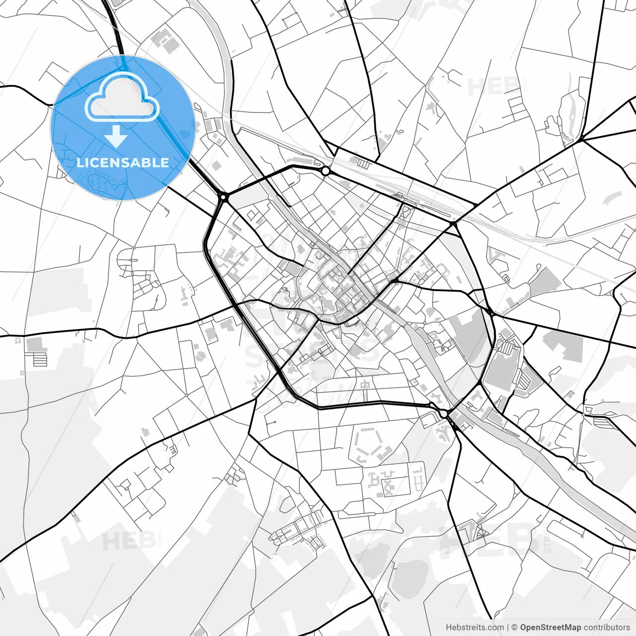 Downtown map of Tournai, Belgium