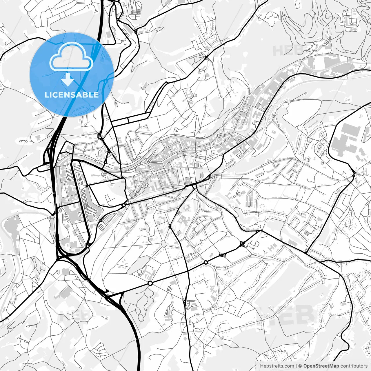Downtown map of Verviers, Belgium