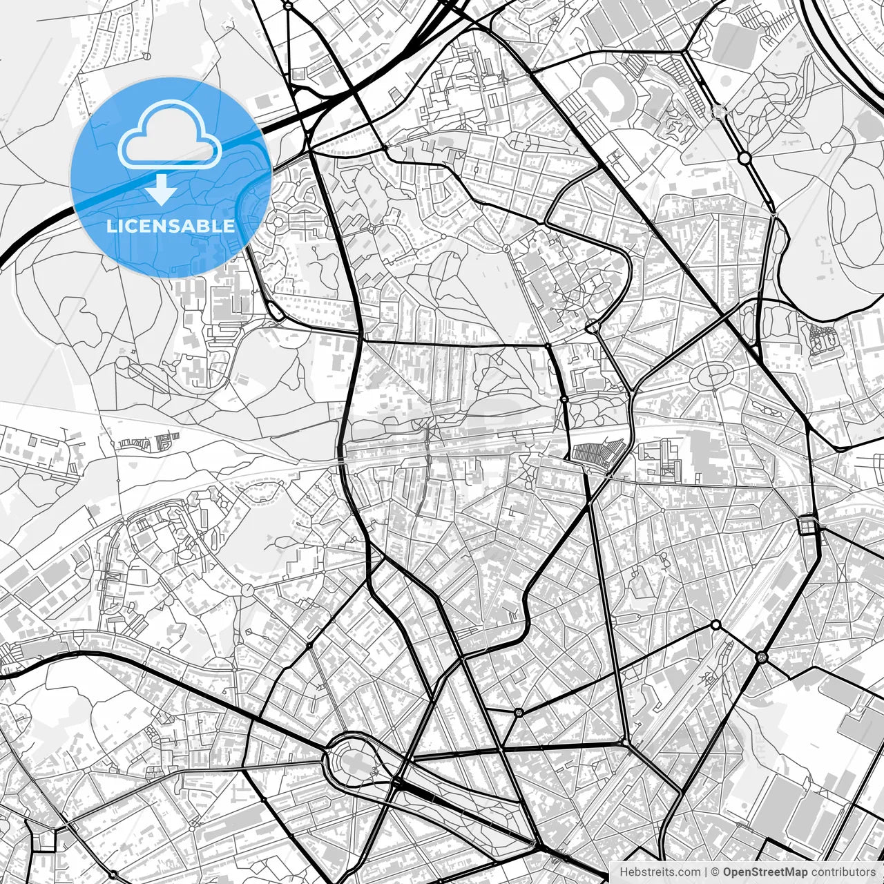 Downtown map of Jette, Belgium