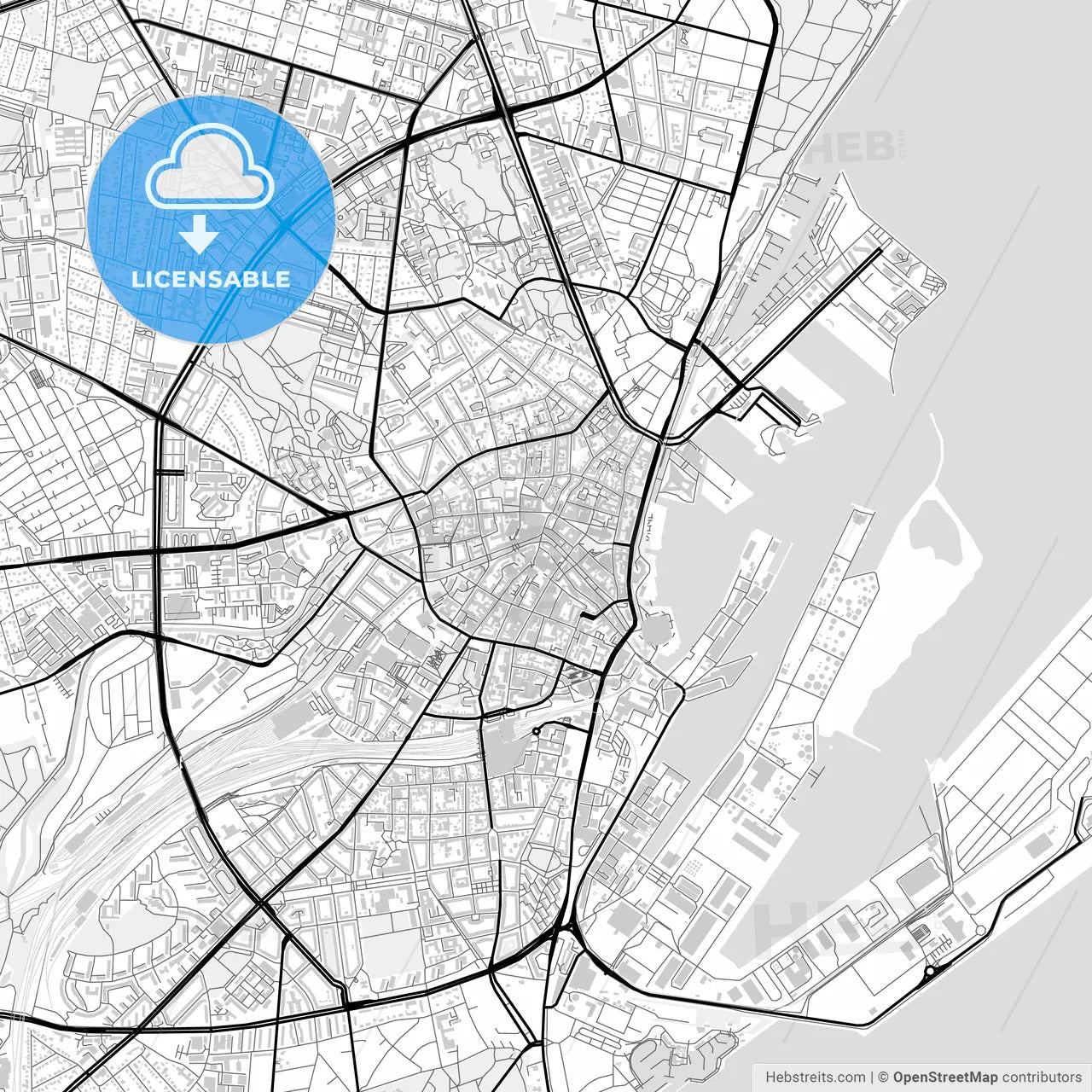 Downtown map of Aarhus, Denmark