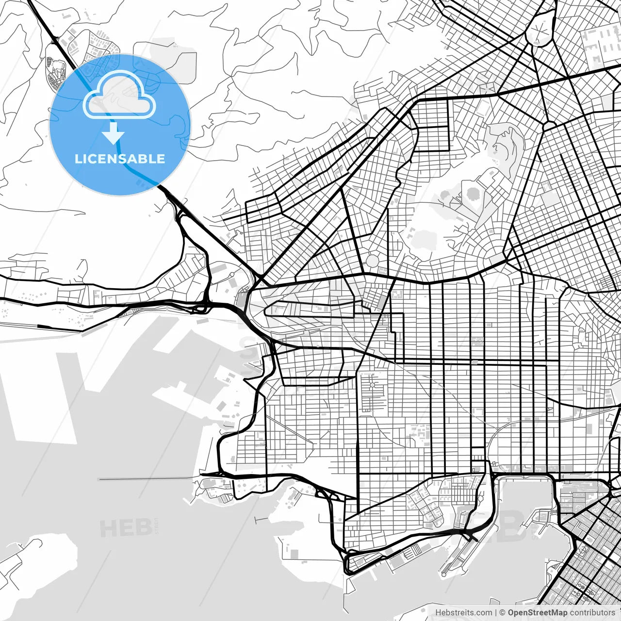 Downtown map of Keratsini, Greece