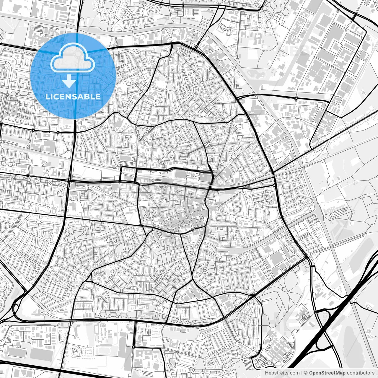 Downtown map of Tilburg, Netherlands