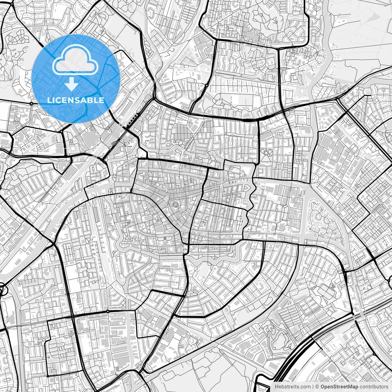 Downtown map of Leiden, Netherlands