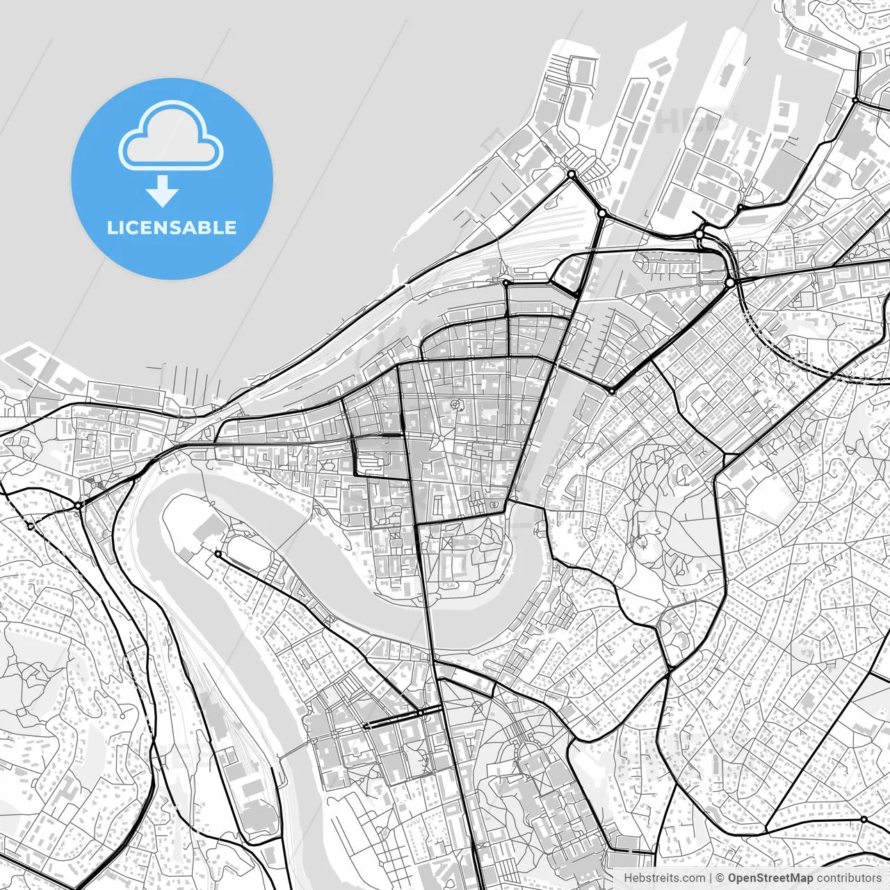 Downtown map of Trondheim, Norway