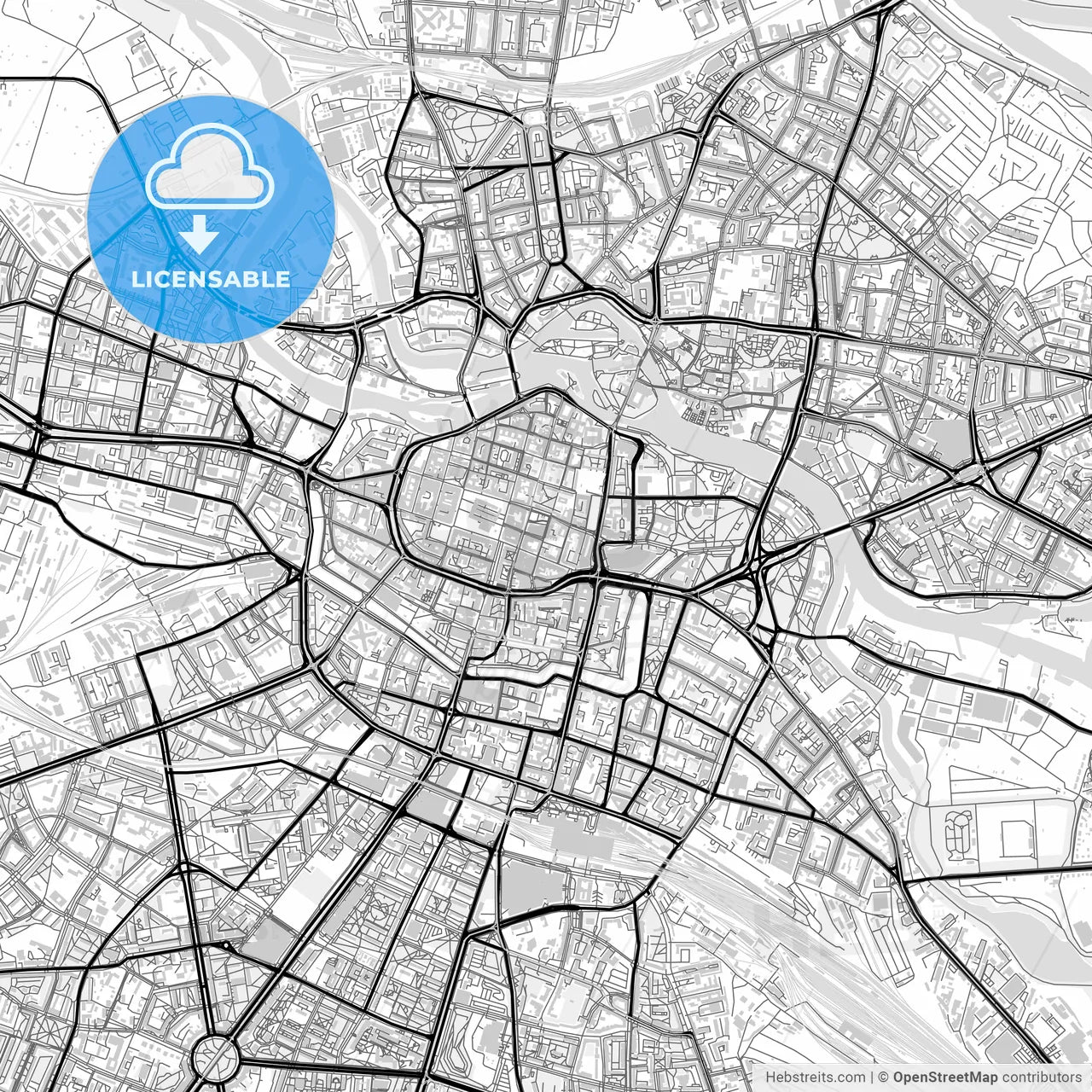 Downtown map of Wrocław, Poland