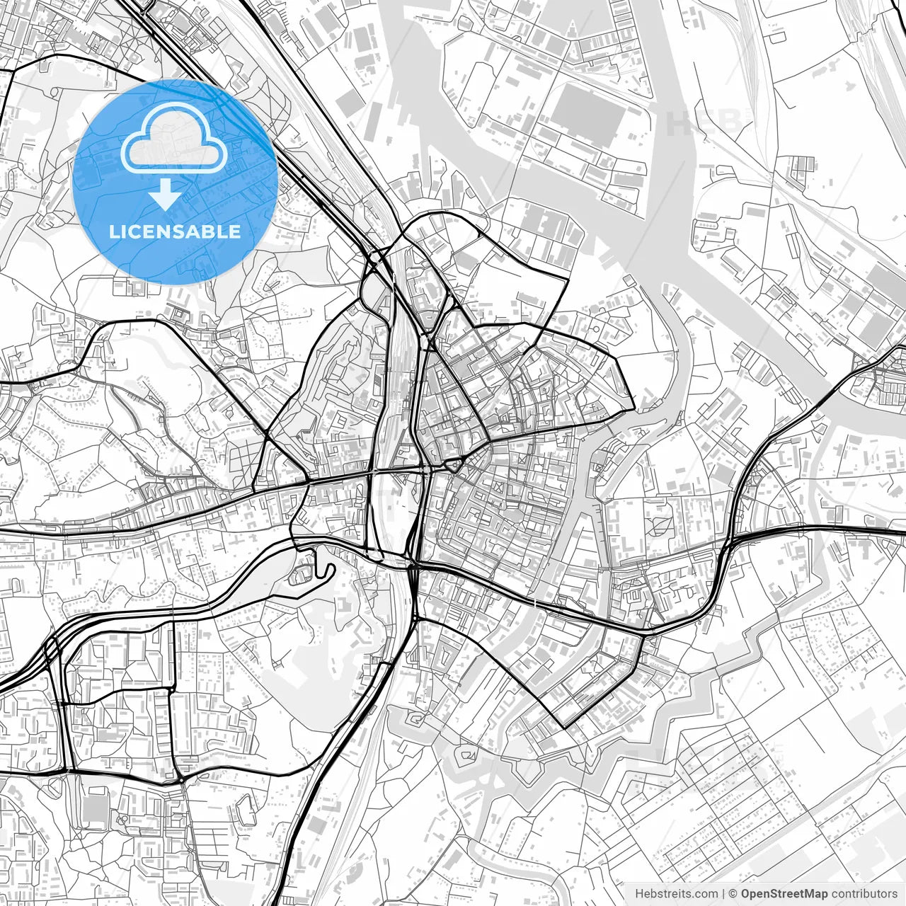 Downtown map of Gdańsk, Poland