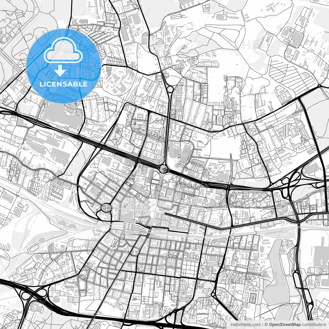 Downtown map of Katowice, Poland