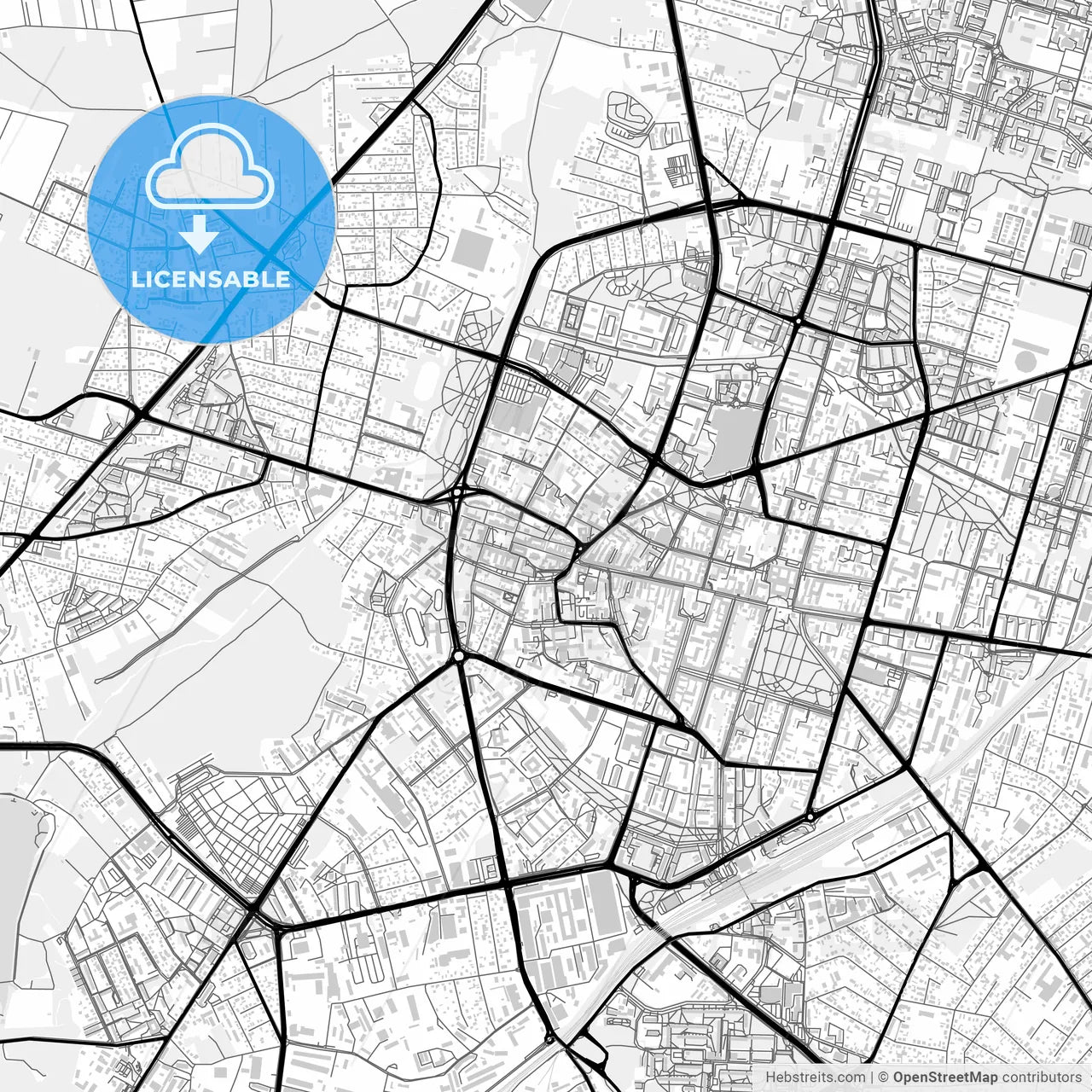 Downtown map of Radom, Poland