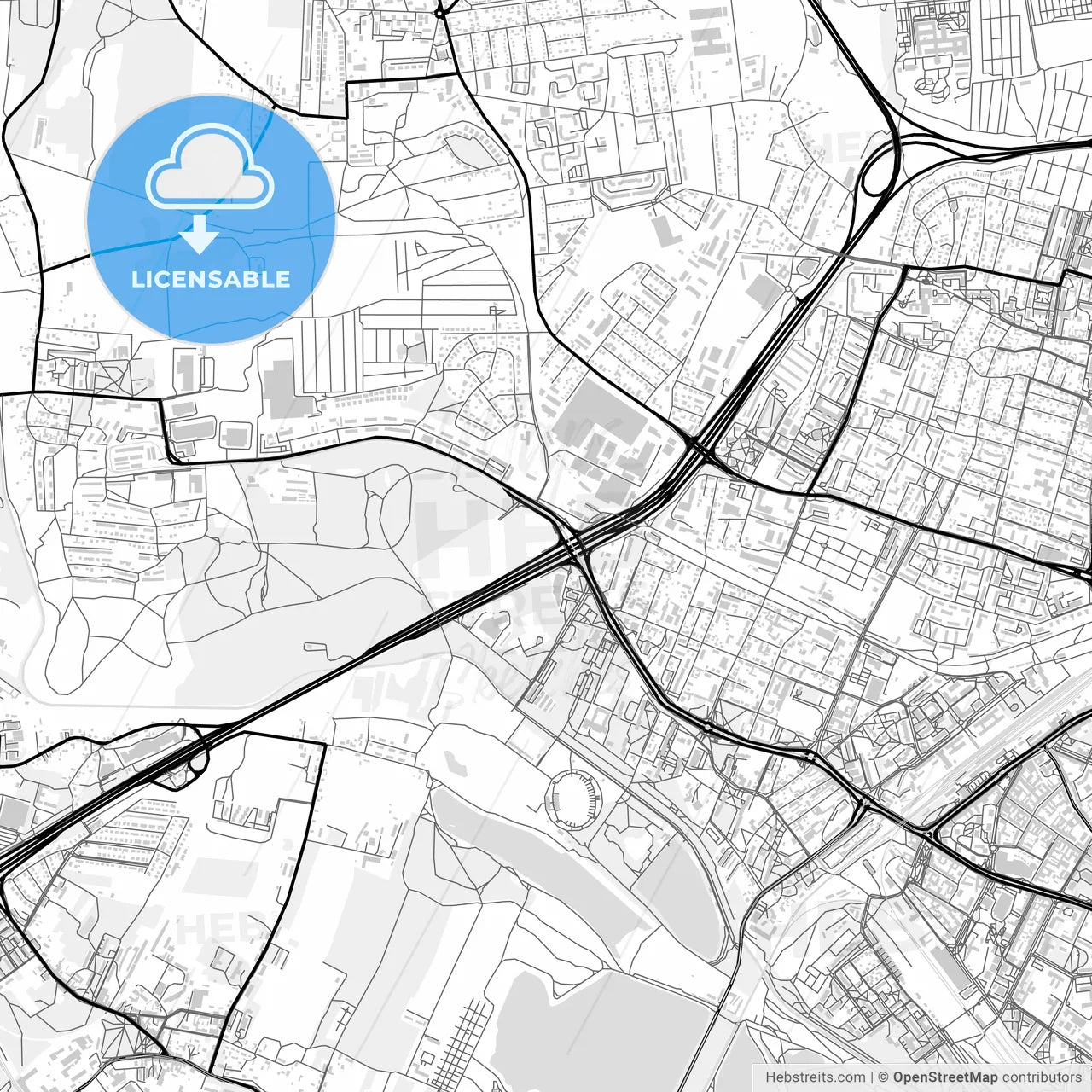 Downtown map of Sosnowiec, Poland