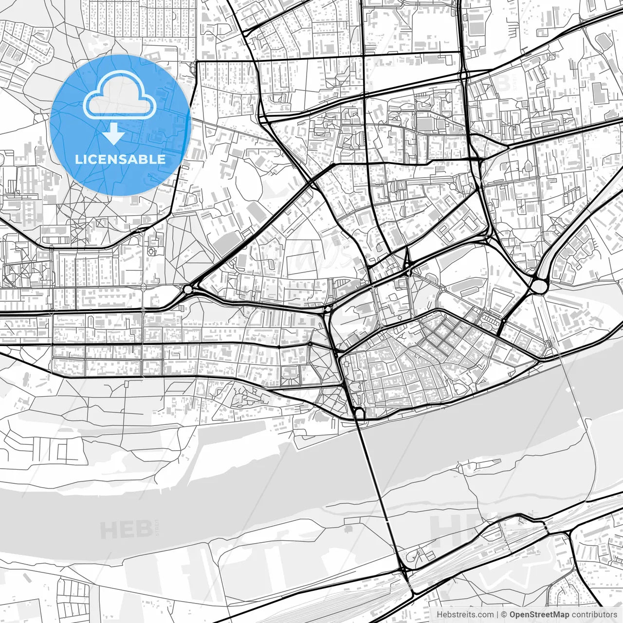 Downtown map of Toruń, Poland