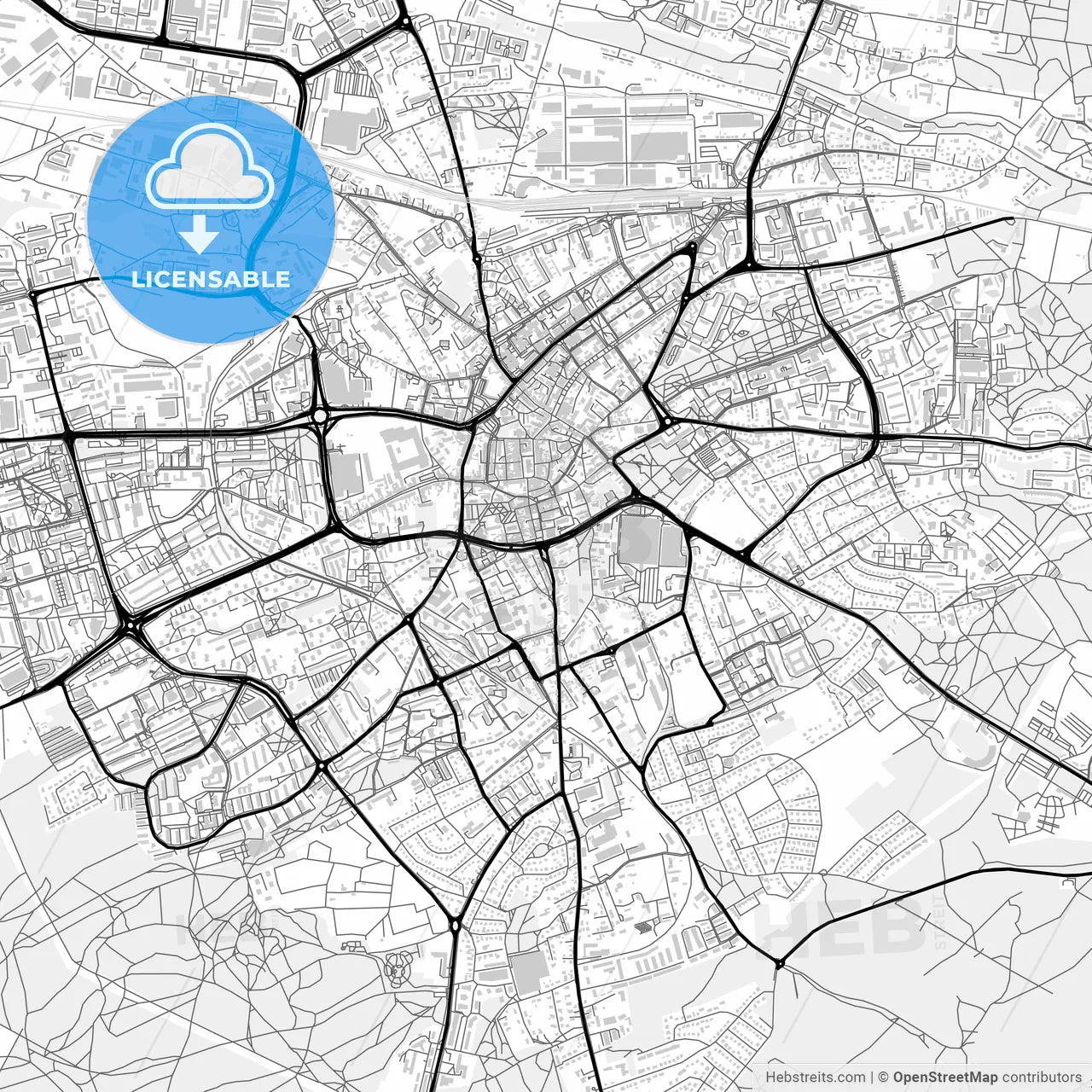 Downtown map of Zielona Góra, Poland