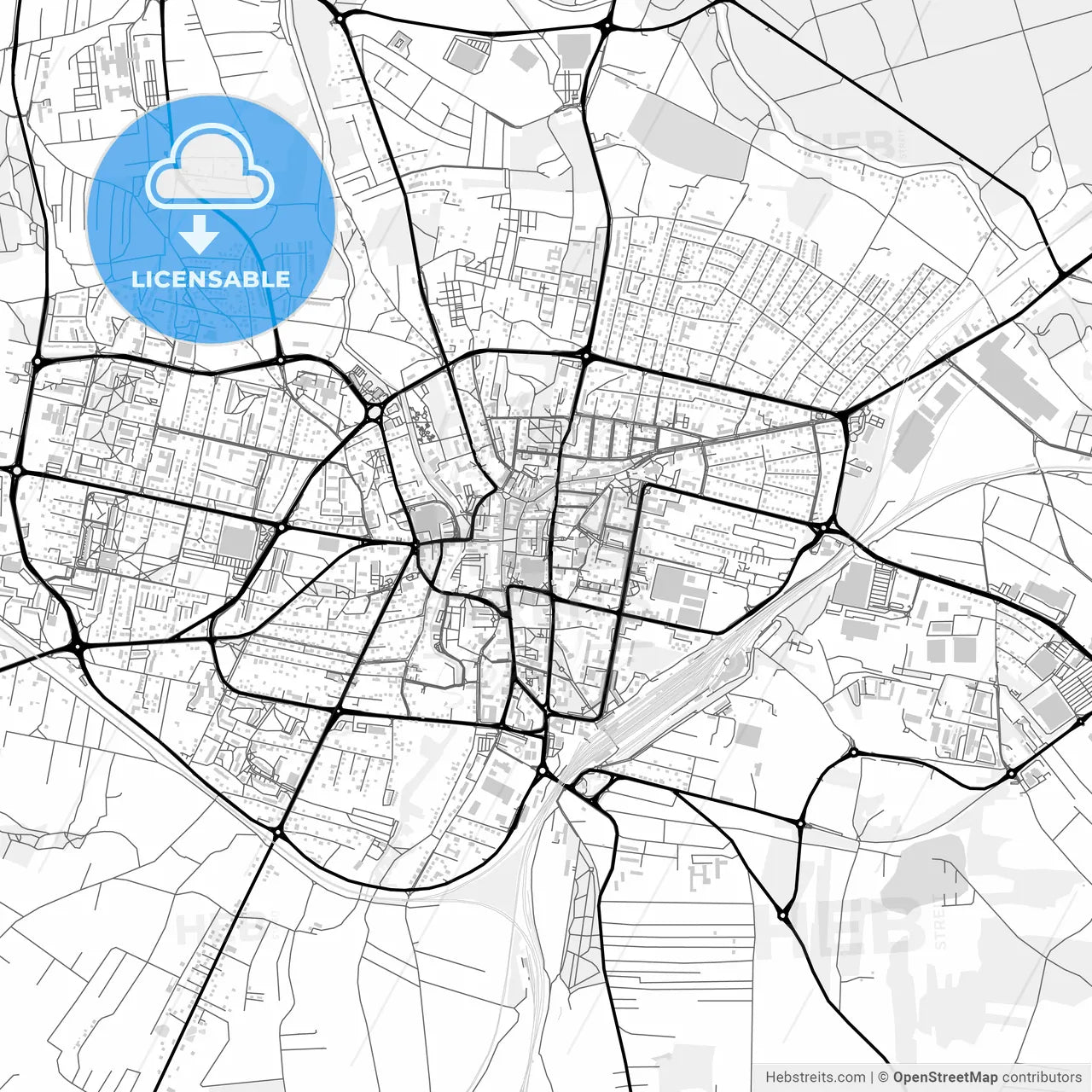 Downtown map of Rybnik, Poland