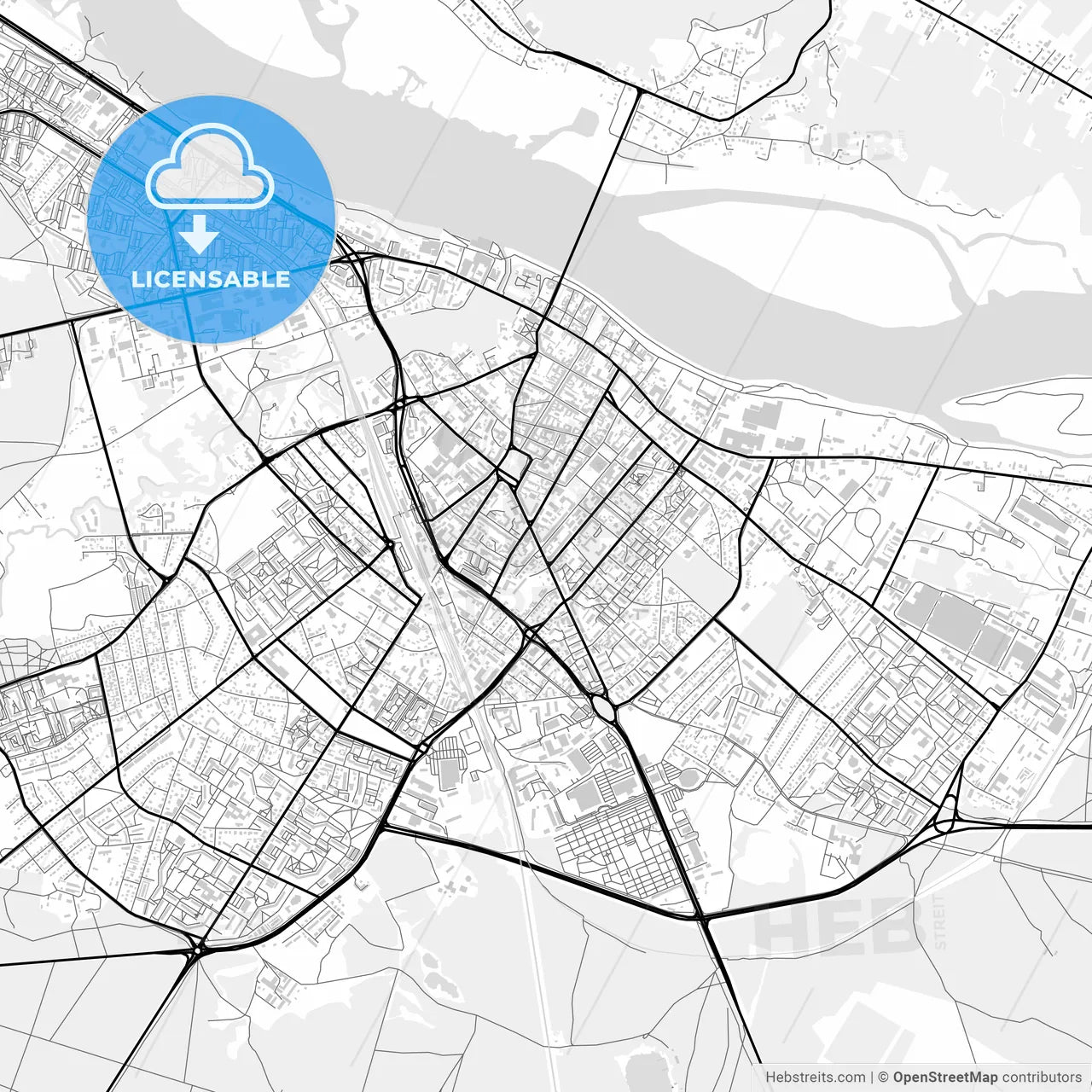 Downtown map of Włocławek, Poland