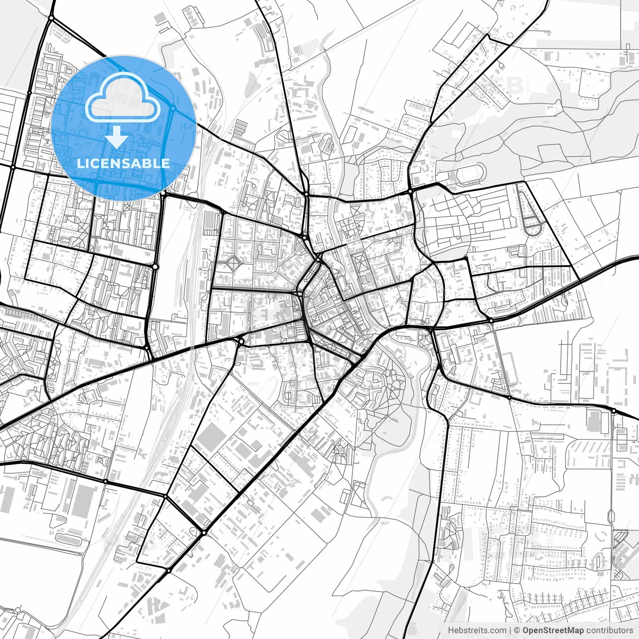 Downtown map of Słupsk, Poland