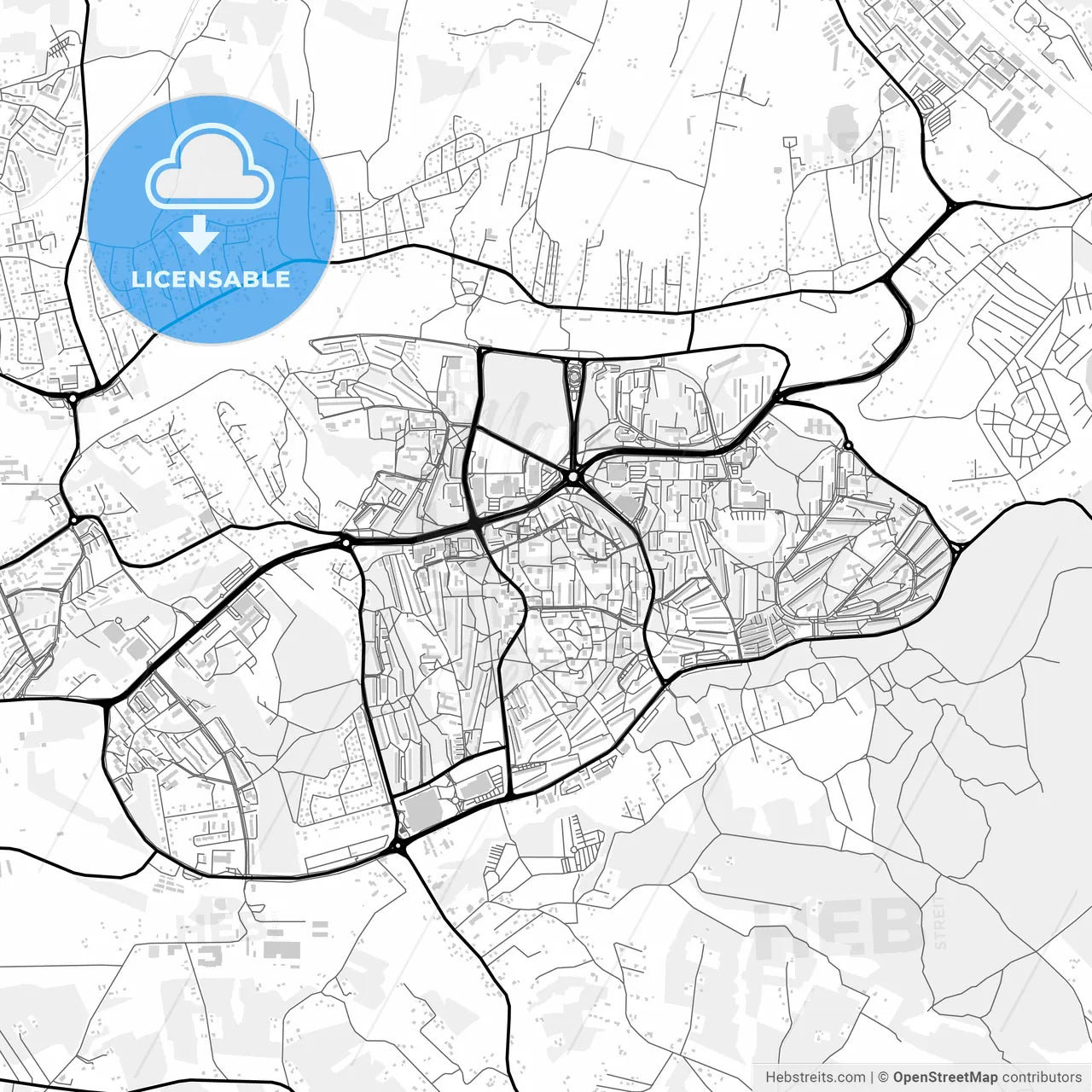 Downtown map of Jastrzębie Zdrój, Poland