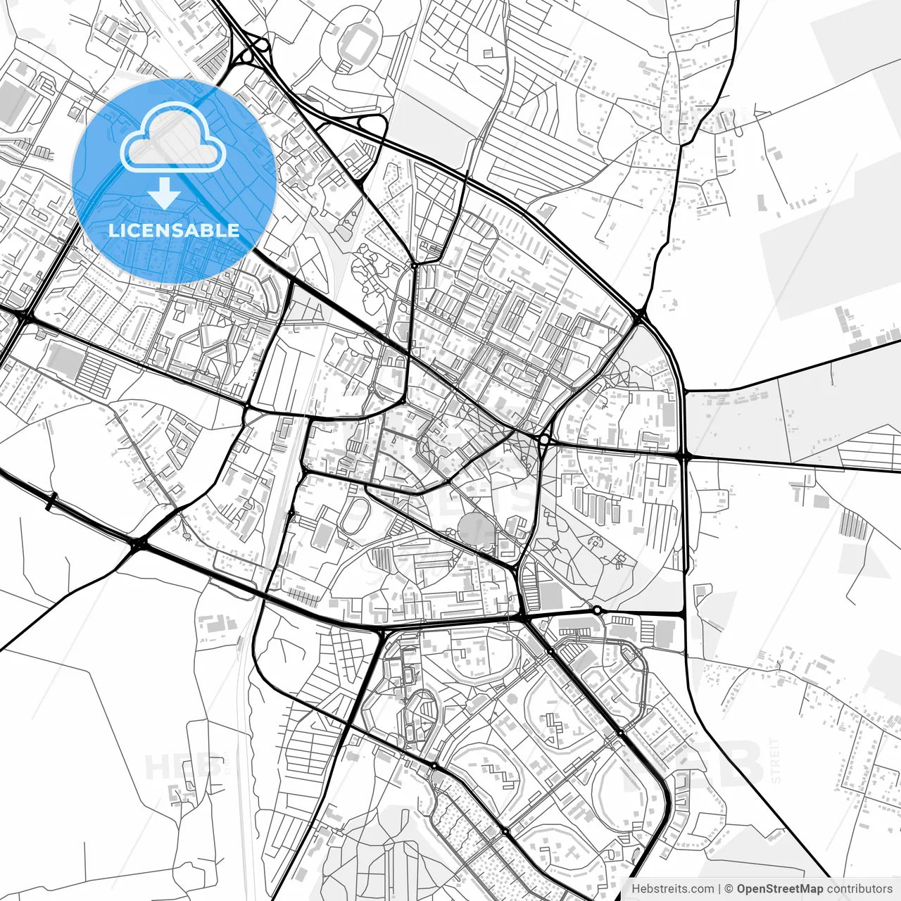 Downtown map of Lubin, Poland