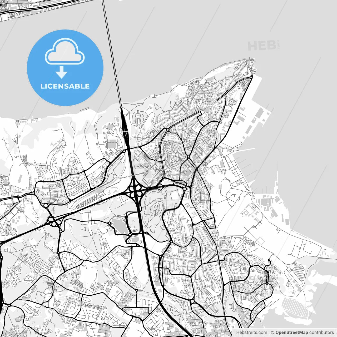 Downtown map of Almada, Portugal