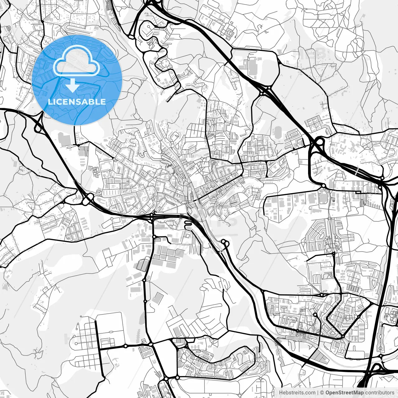 Downtown map of Agualva-Cacém, Portugal