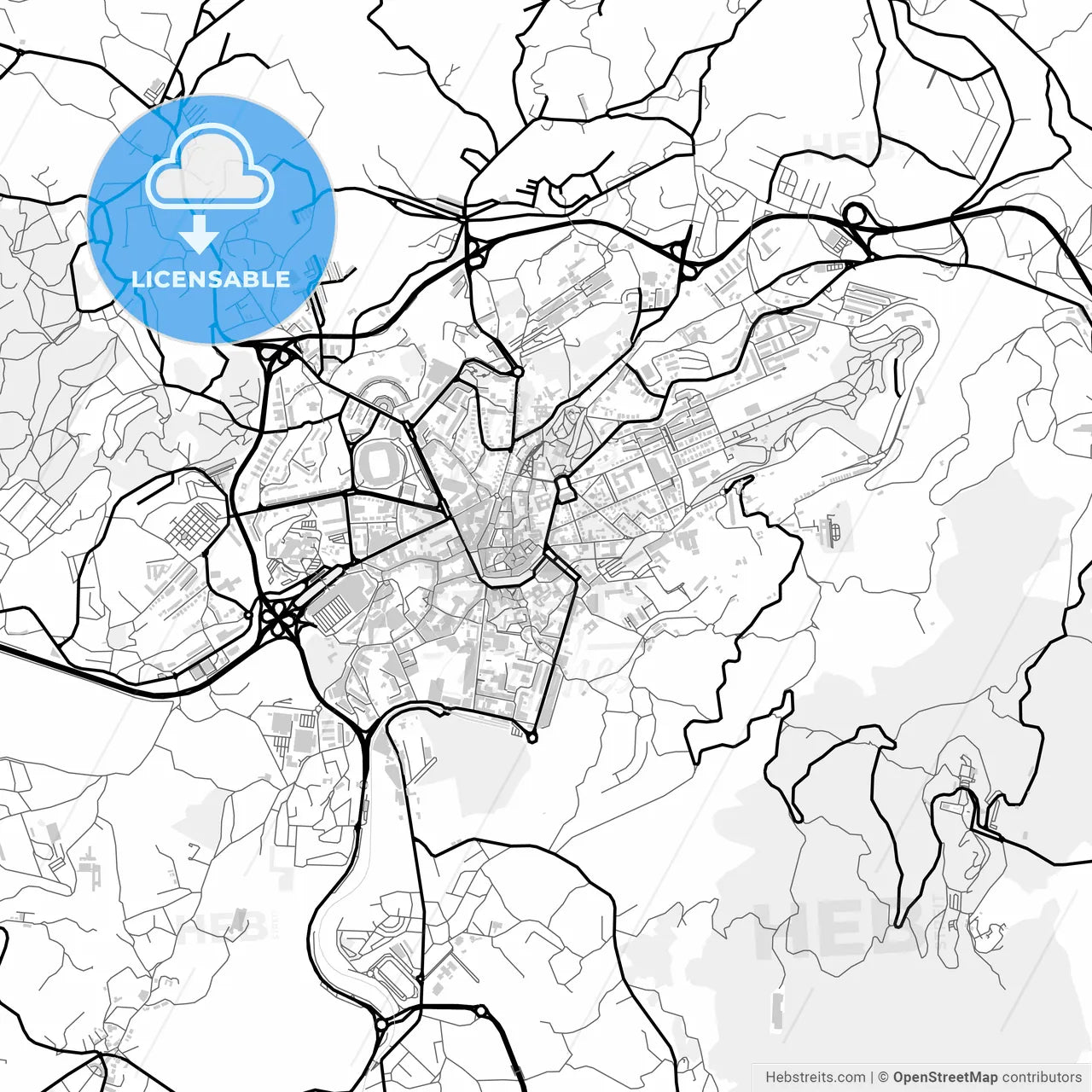 Downtown map of Guimarães, Portugal
