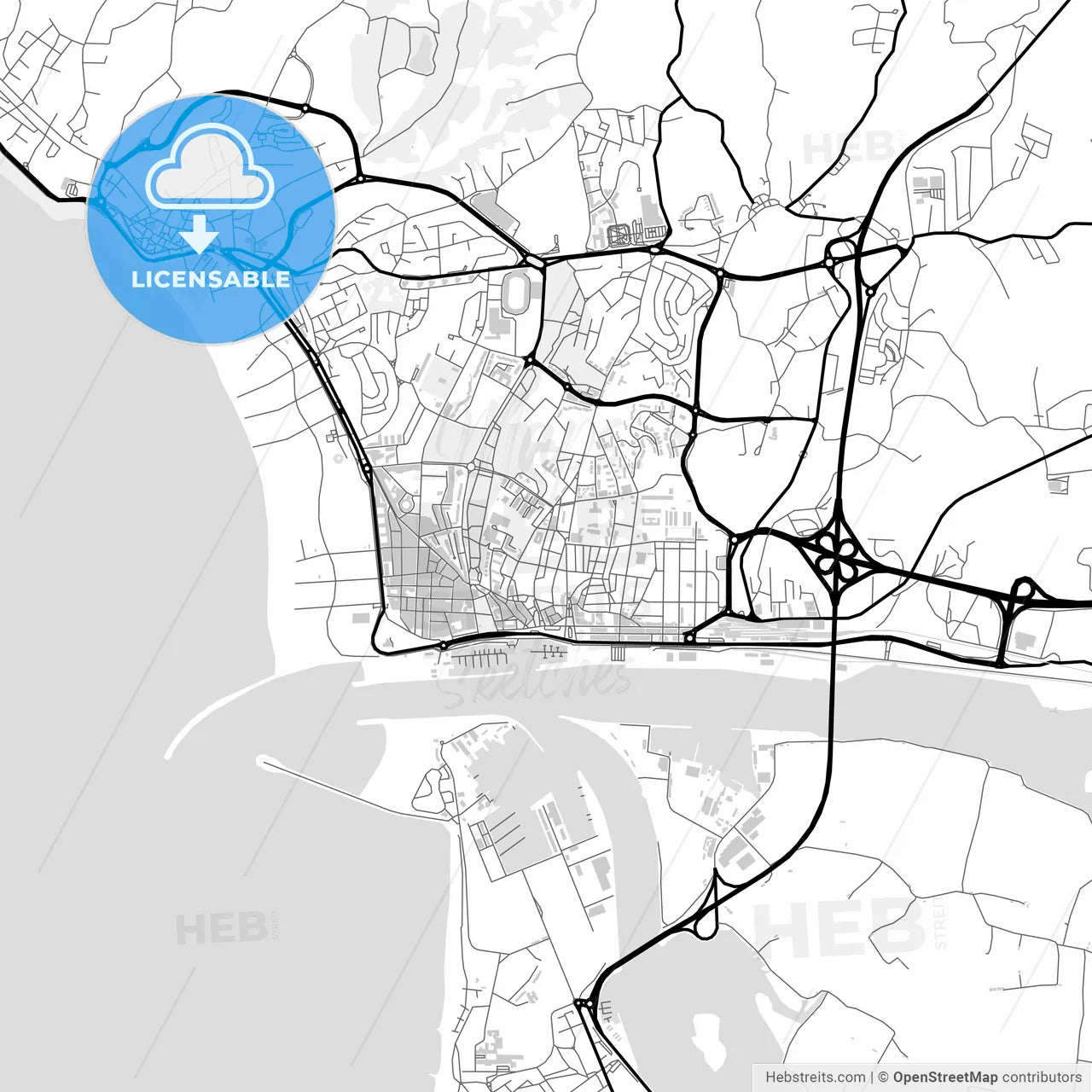Downtown map of Figueira da Foz, Portugal