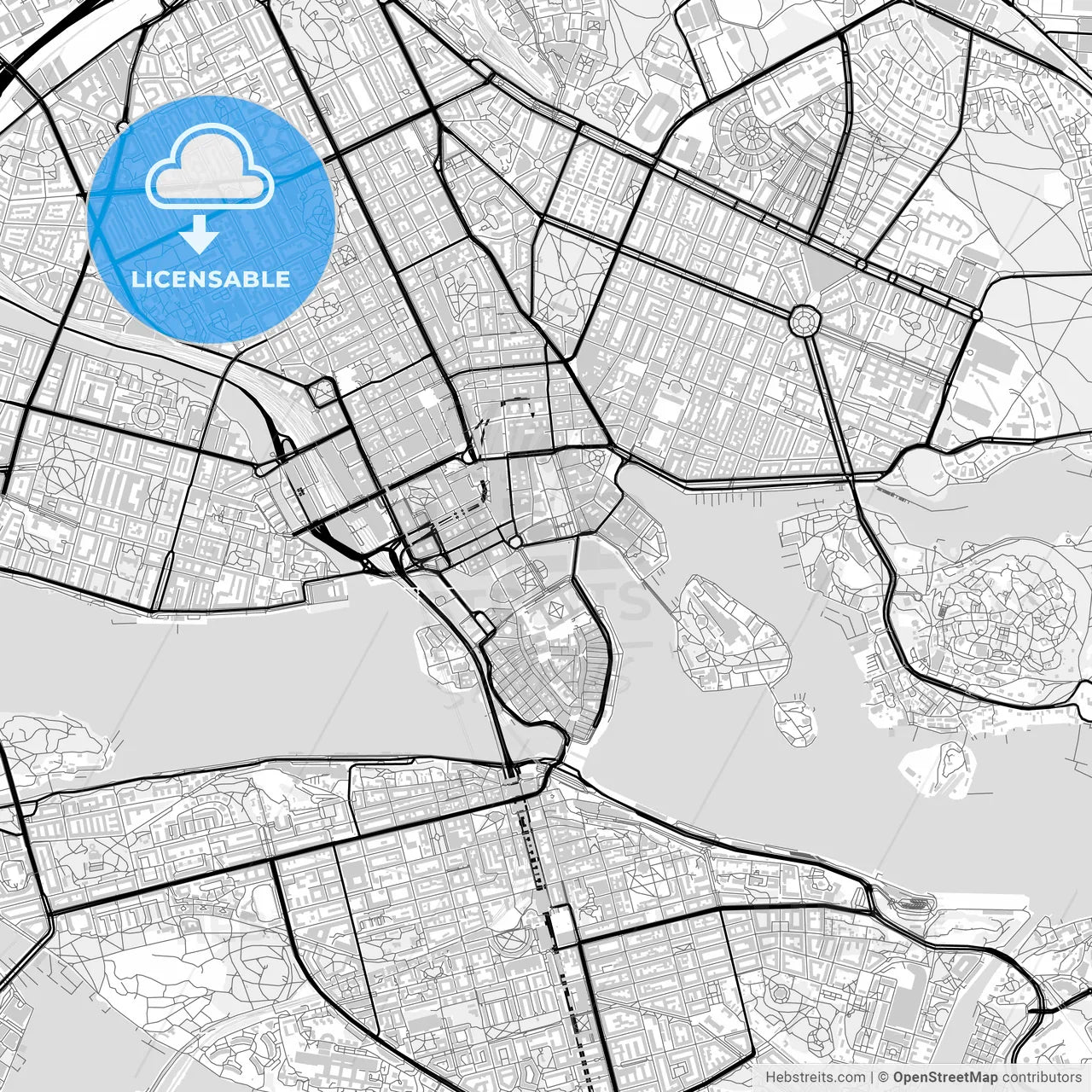 Downtown map of Stockholm, Sweden