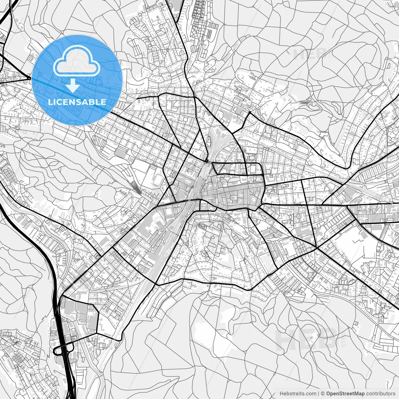 Downtown map of Winterthur, Switzerland