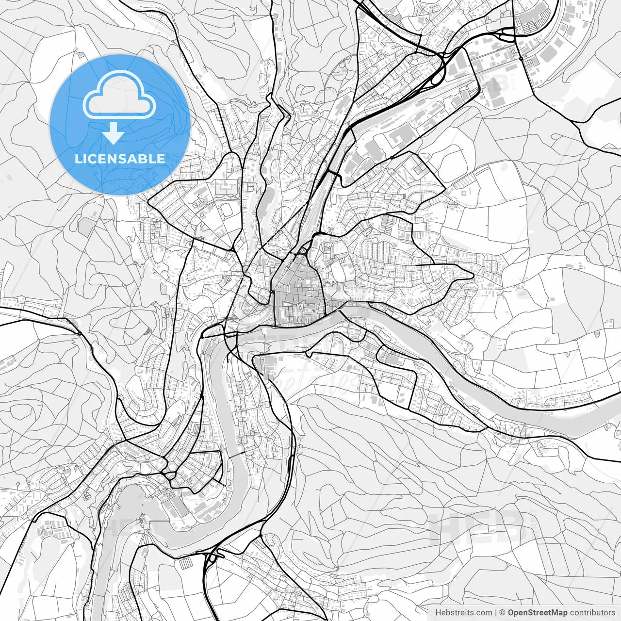 Downtown map of Schaffhausen, Switzerland