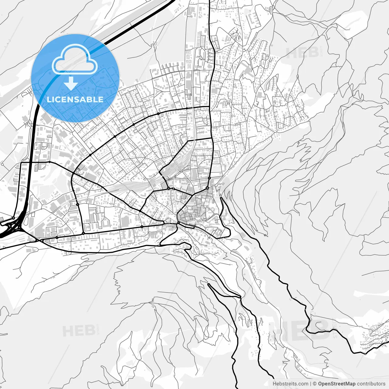 Downtown map of Chur, Switzerland
