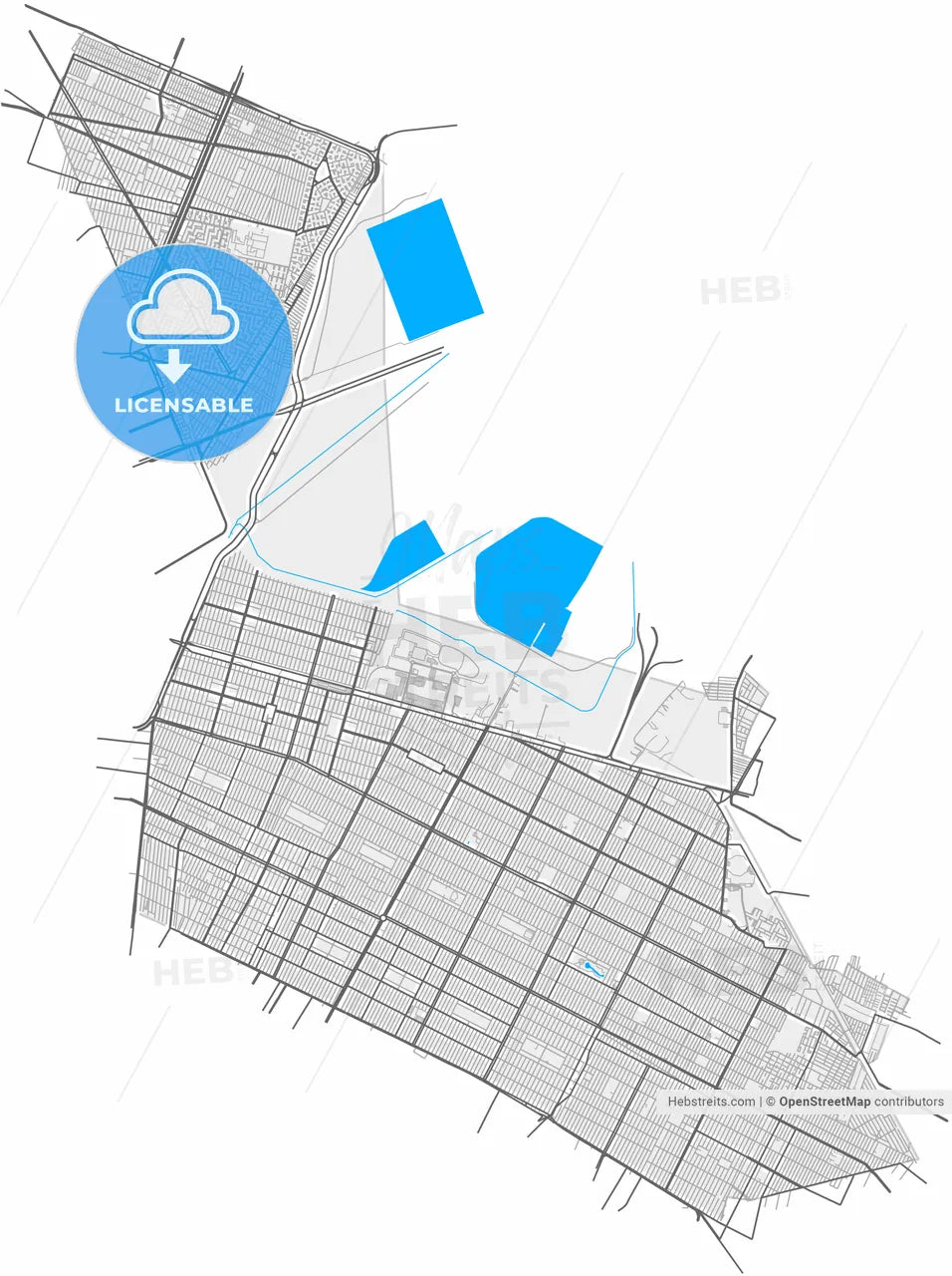 Nezahualcóyotl, México, Mexico, high resolution vector map - Instant download PDF and JPG