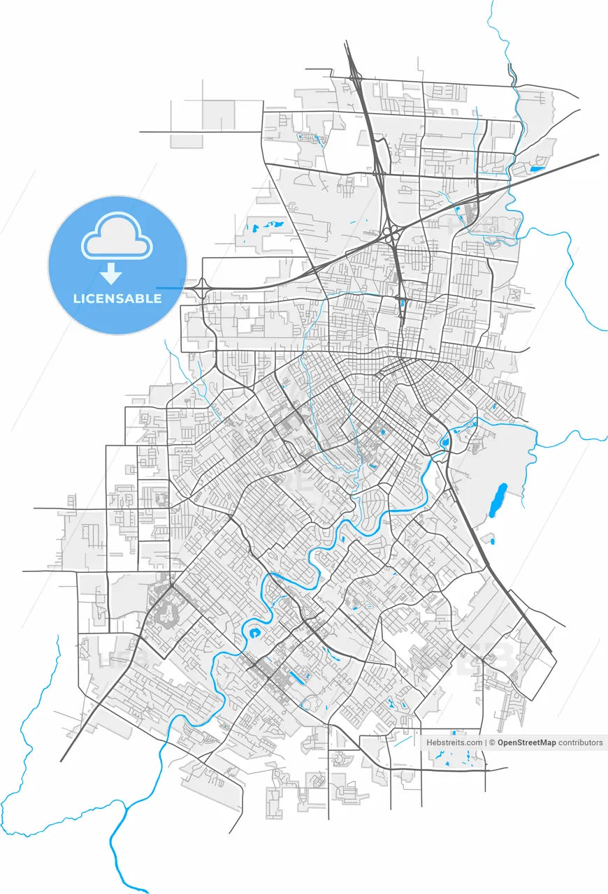 Lafayette, Louisiana, United States, high resolution vector map - Instant download PDF and JPG