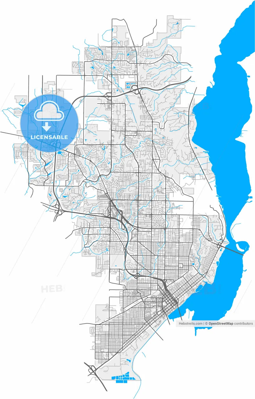 Peoria, Illinois, United States, high resolution vector map - Instant download PDF and JPG