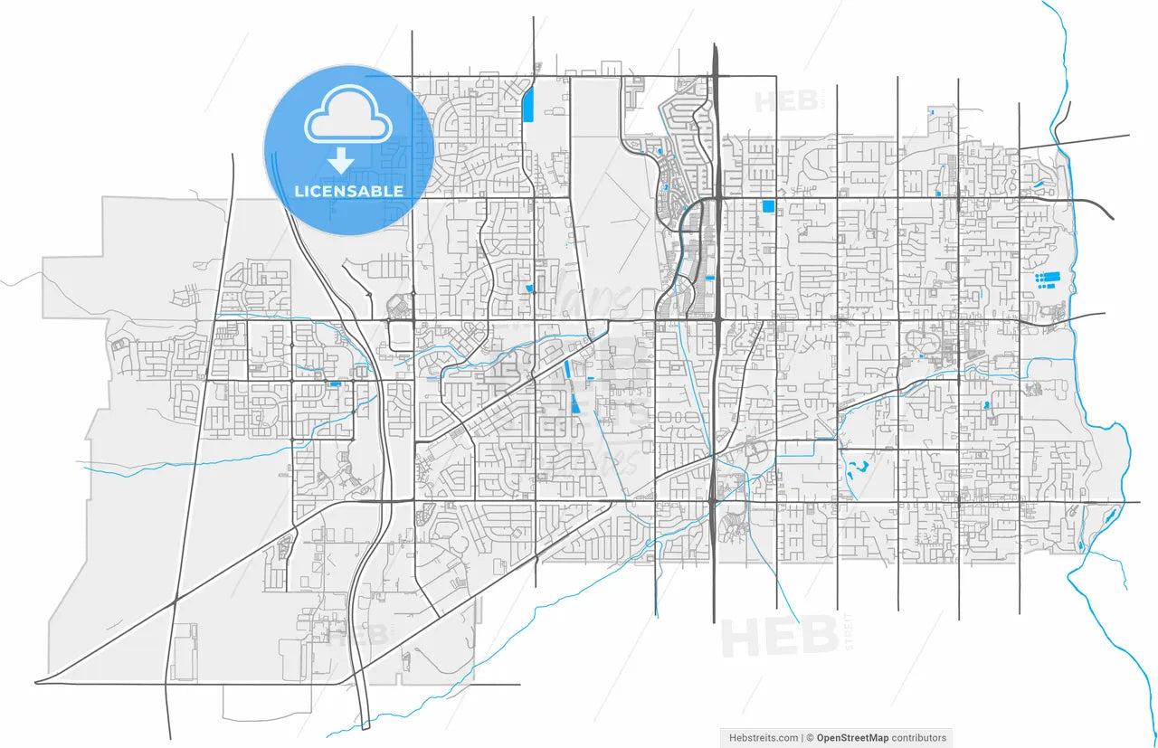 West Jordan, Utah, United States, high resolution vector map - Instant download PDF and JPG