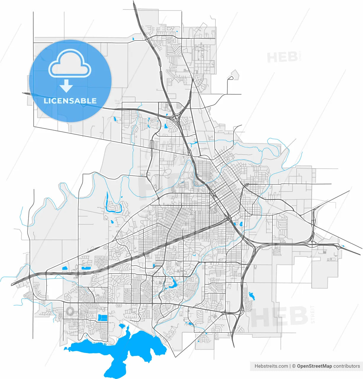 Wichita Falls, Texas, United States, high resolution vector map - Instant download PDF and JPG