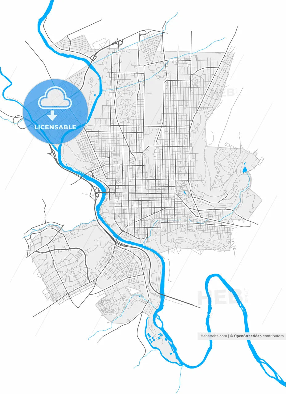 Reading, Pennsylvania, United States, high resolution vector map - Instant download PDF and JPG