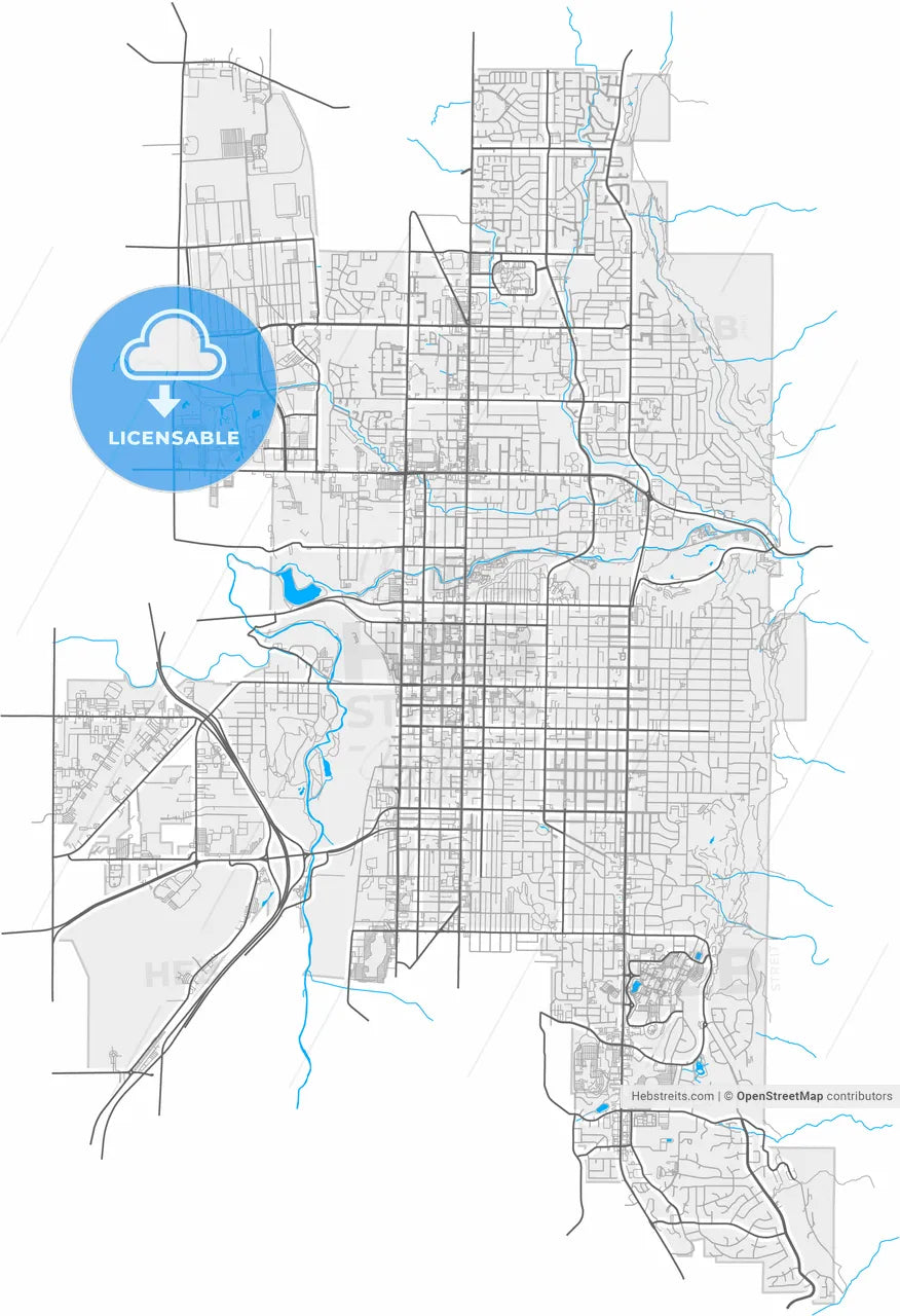 Ogden, Utah, United States, high resolution vector map - Instant download PDF and JPG