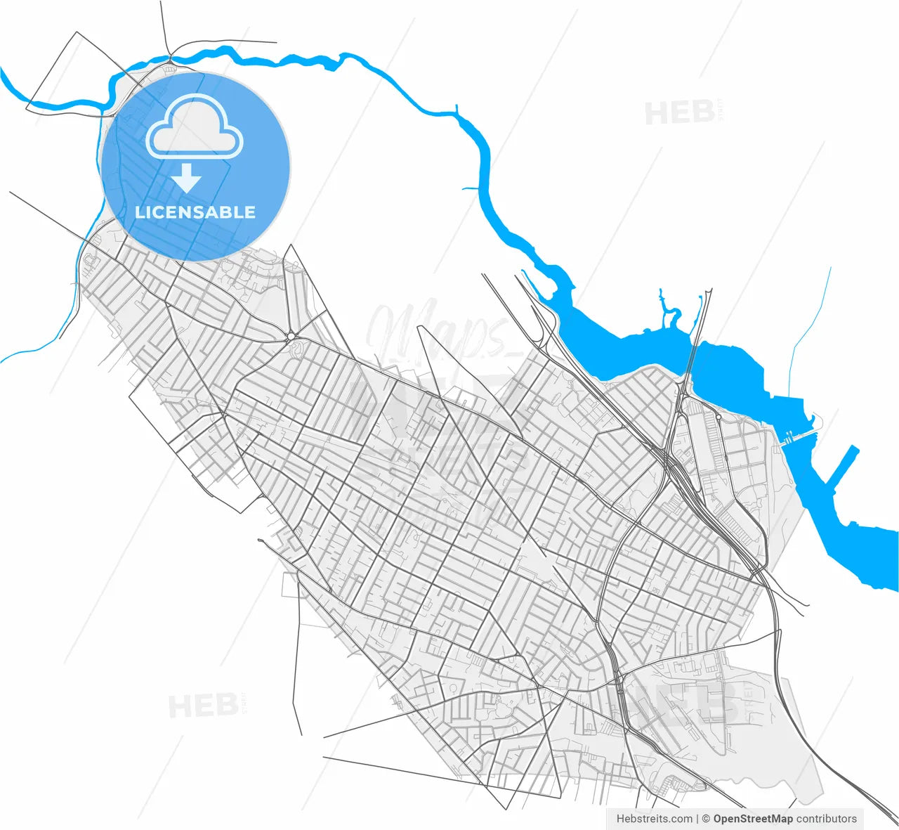 Somerville, Massachusetts, United States, high resolution vector map - Instant download PDF and JPG